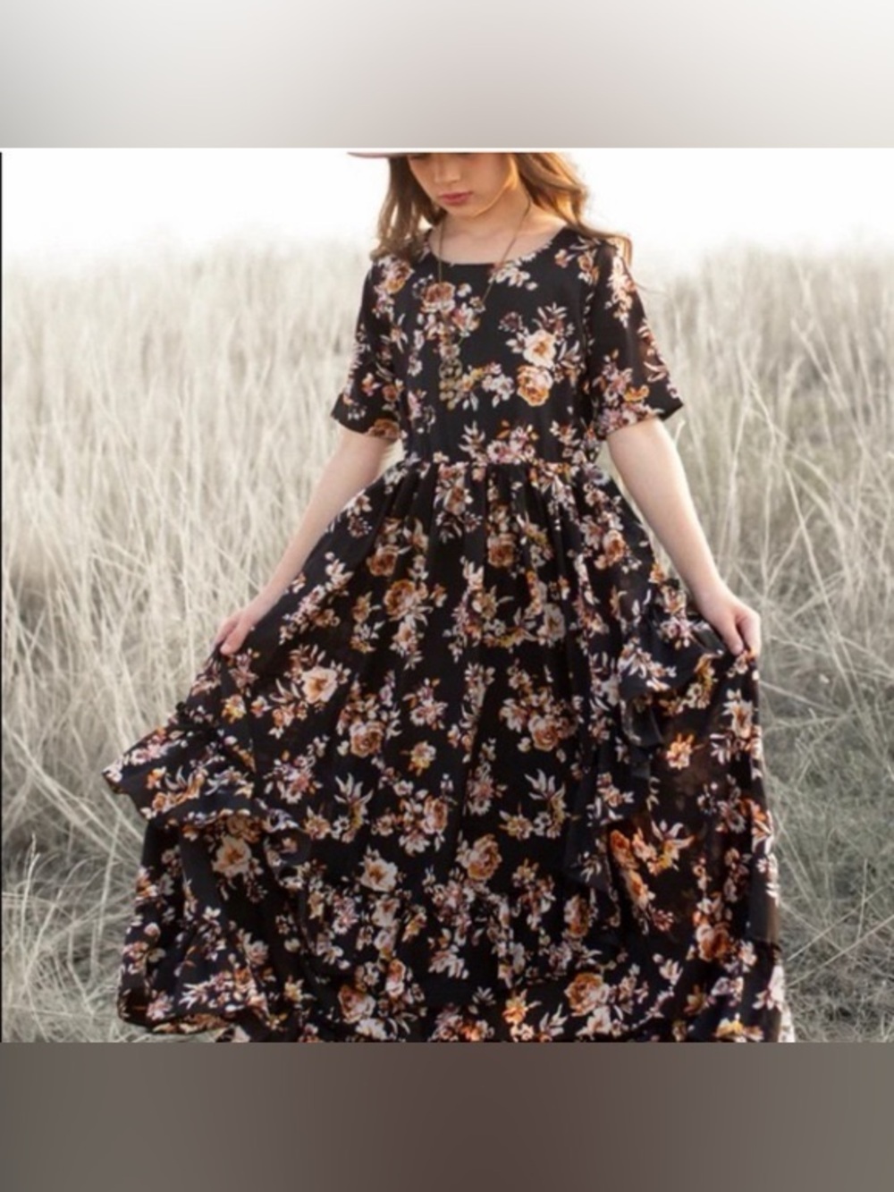New Joyfolie Cedrica Dress in Black Floral kids size 7